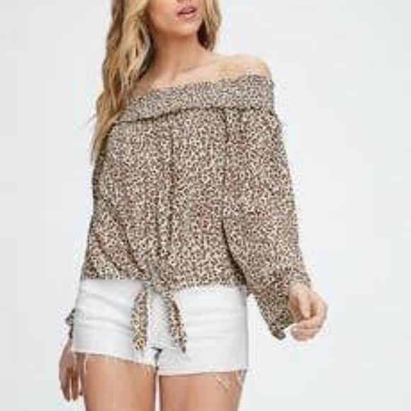 Free People FP Movement Leopard Off-Shoulder Top - Picture 15 of 15